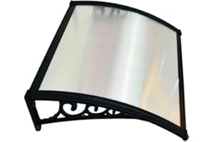 VERDELOOK | Pensilina Naxos Alveolare, Pensilina 100x60 cm, Colore Nero/Trasparente, Tettoia Porta di Casa, Copertura Ingresso ad Arco, Modulabile ed Estensibile, Con Braccetti da 60 cm