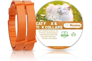 Woyamay Collar Antiparasitario Gatos, Collar Antipulgas y Garrapatas Gatos Impermeable e Ajustable Collar Antipulgas Gatos, 8 Meses de Protección, Collar Gato contra Pulgas y Piojos Naranja, 2 Pcs