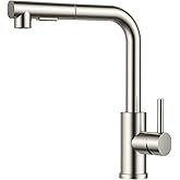 FORIOUS Removable Kitchen Tap, Kitchen Sink Tap with 2 Spray Modes and Rotate to 360&deg;, L-Shaped Stainless Steel Single-Lever