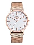 Sailor Damen Herren Uhr Classic Analog Quarz mit Edelstahl Armband Style Rosegold SL101-2019-40, Farbe Ziffernblatt:weiß, Durchmesser:40mm