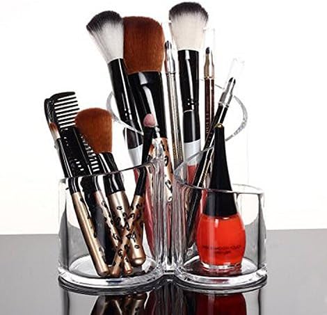 Alytimes Acrylic Clear Makeup Organizer Brush Holder- 3 Compartment