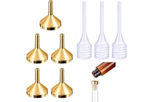 EIHI Lot de 5 petits entonnoirs en métal avec 3 mini pipette,Pour le remplissage et le remplissage de liquides pour petits échantillons de parfum,Émulsion cosmétique