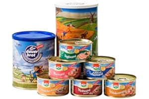 RUSEPIN Eifeler Fleisch und Wurstwaren / dauerbrot 1-Person-Reserve: Brot + Wurst, rd. 1,75 kg, 2 x 500g Dosenbrot, 6 x 125g Dosenwurst