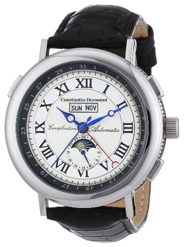 Constantin Durmont Austin - Reloj analógico de caballero automático con correa de piel negra - sumergible a 30 metros