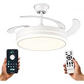 IluminaShop Ceiling Fan with LED Light White Aires-APP with Adjustable CCT Light and Intensity Control, DC Motor 30W+Light 36
