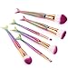 6 Pcs Mermaid Makeup Brush Set Synthetic Kabuki Foundation Blending Blush Eyeliner Face Powder Brush Makeup Brush Kit Beauty Cosmetic Tools (Colorful)