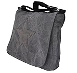  PiriModa Damen Stern Handtasche Schultasche Clutch TOP TREND Tragetasche (Dunkelgrau/Grau)