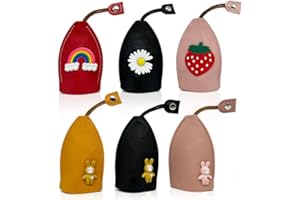 SKHAOVS 6 Pcs Keycase for Men Women, Cute Car Keycase Creative Pull Type Key Cover Key Case Car Key Protective Cover, PU Key Bag Pull Out Key Sleeve Cartoon Key Organizer for Storing Keys