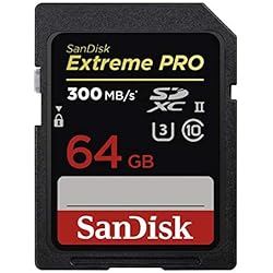 SanDisk SDSDXPK-064G-GN4IN Extreme Pro - Tarjeta de Memoria SDXC de 64 GB (300 MB/s, UHS-II, Class 10 y U3)