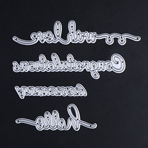 Amazingdeal365 4 PCS Buchstabieren Metall Form Schablonen Schneiden DIY Dekor Sammelalbum Karten Buchzeichen Lesezeichen als Geschenk für Freunde Geburtstag Kinder,Kindergarten Hobby Schule Handarbeit Unterricht usw. Ein tolles Geschenk! - 3