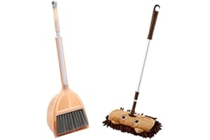 BLANKETSWARM Classic Sweeping Set con 3 Pezzi, per Bambini, con Manico Lungo Anti Polvere Scopa Paletta Manico Lungo Sweeper Kit Pretend Play Set per Bambini (B)