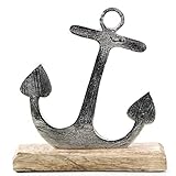 dekoration metallständer Hochwertiges Mangoholz. Die Holzdeko ist 23 cm hoch, 19 cm breit und 5 cm tief und fest mit dem Holz Aufsteller verbunden.