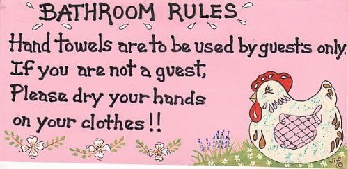 BATHROOM/TOILET RULES Wall/Door Sign - Pink - Humour