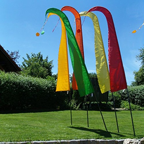 DEKOVALENZ – Balifahnen-Stoff NUSA DUA mit Rauten-Spitze, verschiedene Farben und Längen, Balifahne, Bali Flag, Gartenfahnen, Strandfahnen, balinesische Fahnen, Umbul Umbul, Indonesische Tempelfahnen, Gebetsfahnen, Asienfahnen, Farbe:fuchsia, Fahnenlänge:5 Meter - 2