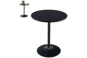 GiantexUK Round Bar Table, Modern Pub Table with Non-slip Plastic Ring, 60CM Top Breakfast Tables for Living Room Dining Room Kitchen Pub Counter (1, Black, 60 x 60 x 70cm)