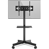 RFIVER Supporto TV da Pavimento Porta TV con Ruote Carrello per Schermi Plasma/LCD/LED 27-60 Pollici, Mobile TV con Ruote Max