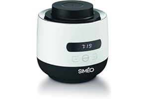 SIMEO SIMÉO - Yaourtière Fromagère YVA760 20W pour Yaourt Maison Classique, aux Boissons Végétales, Skyr, Fromage Blanc, Frais, Faisselle - 6 Pots - ∅19x22,5 cm - Blanc