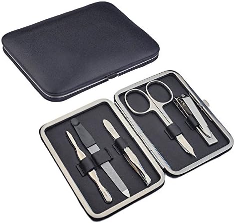 Dovo of Solingen 5 Piece Manicure Set in Black Cowhide Leather Case