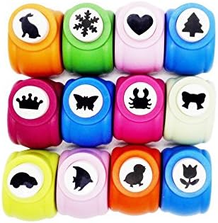 Super44day Mini Paper Craft Punch Set Card Scrapbooking Engraving Kid Cut DIY Handmade Paper Hole Puncher Kit for Festival Papers /Scrapbook/Greeting Carddiy Photo Album Random Cutting Shape (Medium, Medium punch set of 12)