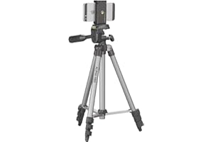 CULLMANN - 52102 - Trípode movil Alpha 1000 con Soporte para Smartphone (Altura de la extensión 106 cm, con Cabeza de 3 vías, Carga máxima 1 kg, Tamano del paqeute 37cm, Peso 480 g), Plata