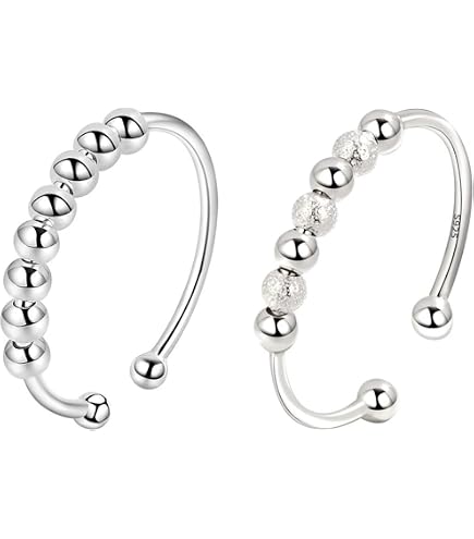 Anello anti-ansia per donna in argento Sterling S925, anelli