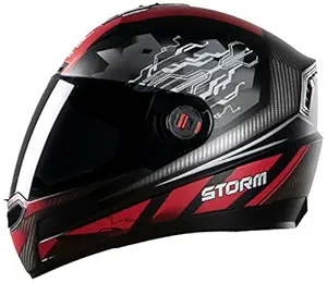 Steelbird SBA-1 Storm Glossy Black with Red with Smoke Visor- Medium