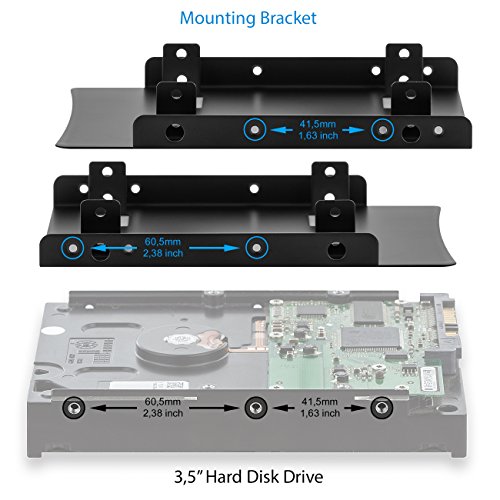 Einbaurahmen 2,5″ Festplatte SSD auf 3,5″ Adapter Festplatten Einbau Rahmen (kompatibel mit bis zu 2x 2,5″ Festplatten HDD oder SSD) Wechselrahmen Halterung - 5