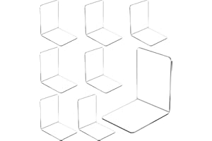 Fhioevt 8 Stück Bücherstütze Buchstütze Acryl Buchhalter Regal Transparent Bücherstützen Rutschfesten Bücherhalter für Schule Schlafzimmer Bibliothek Büro (10x10x13 cm)