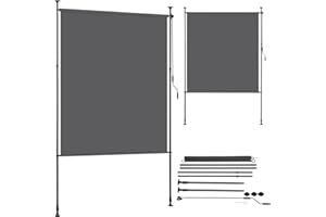 Eikuavons Senkrechtmarkise Vertikalmarkise 200x270cm | Balkon Markise ohne Bohren mit PU-Beschichtung | Sonnenschutz & Sichtschutz Wetterfest | Profi-Klemmmarkise (Anthrazit)