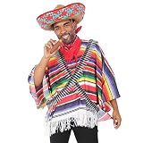 TALLA UNICA ILOVEFANCYDRESS Disfraz DE Bandido Mexicano para Adultos con Sombrero Rojo, Poncho, Cinturon DE Balas, Bigote Y CIGARRO
