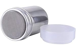 Zemolo Flour Sugar Salt Shaker, 7oz Stainless Steel Chocolate Shaker Icing Sugar Salt Cocoa Flour Coffee Shaker Sifter for Kitchen Craft