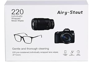 Airy-Stout Lens Wipes for Glasses, 220 Piece Pre Moistened Lens Cleaning Wipes, Individually Wrapped Microfiber Cleaning Cloth, Glasses Cleaner Wipes for Eyeglasses Camera Lens Tablets Phone Screen