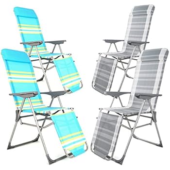 Amazon.de: 2 x Klappliegestuhl Türkis oder Grau mit Armlehnen
