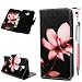 Produktbild Handytasche J6 Plus Handyhülle Samsung Galaxy J6 Plus 2018 Hülle Case Malen Muster Leder Tasche Flipcase Cover Silikon Schutzhülle Skin Ständer Klapphülle Schale Bumper Magnet Ledertasche-Lotusblume