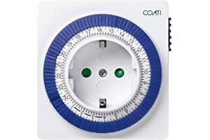 COATI Simon - Programador Analógico Diario, Enchufe Temporizador Programable, Compacto y Analógico, Intensidad 16A, 230V/50Hz, Color Blanco