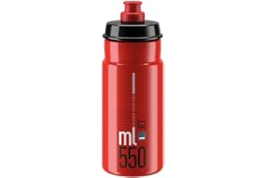 Elite Borraccia Jet 550ml Borraccia Ciclismo Sportiva Senza BPA Bottiglia Bici Squeeze Anti-Perdita per Ciclismo Strada MTB (Rosso/Logo Grigio, 550ml)