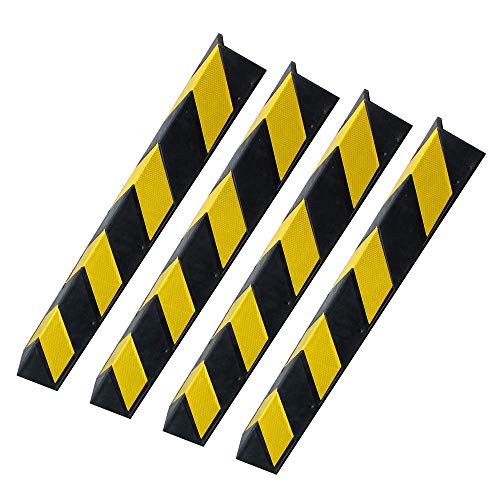 PrimeMatik - Protettore parcheggio Angolo Auto, Gomma e riflettori, 80cm, 4-Pack