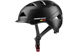SUNRIMOON Adult Bike Helmet with Rechargeable USB Light, Urban Commuter Lightweight Cycling Helmet Adjustable Size for Men/Women 22.44-24.41 Inches