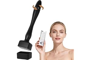 Flintronic justerbar Derma-stämpel, mikroneedling Dermastamp med 140 mikronålar, 0-3 mm Dermapen för hår- och skäggväxt, förbättrad hudens elasticitet för ansikte, kropp