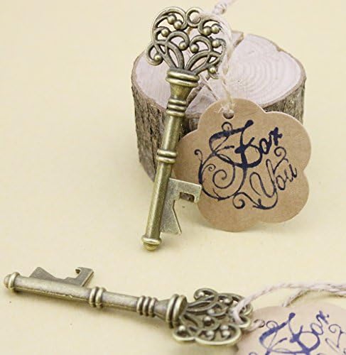 50-Packed Key Shaped Bottle Openers Wedding Favour with For You Tag Stamped (Key Style #3)