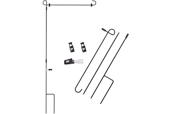 Newk Support de drapeau de jardin en alliage d'aluminium noir pour jardin ou pelouse - Peut contenir des drapeaux jusqu'à 33 cm de largeur