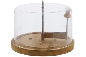 Kesper | Krajalnica do sera z pokrywką, materiał: bambus, tworzywo sztuczne, wymiary: Ø 22 cm x 14 cm, kolor: brązowy | 58621