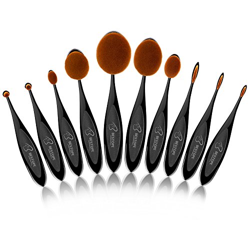 Pinselset BESTOPE Pinselset Makeup pinsel 10-tlgs Pinselset Schmink Pinsel Set Kosmetik in Ovalem Zahnbürstendesign Puderpinsel Foundation Bürste Lip Braue Pinsel Eyeliner - 2
