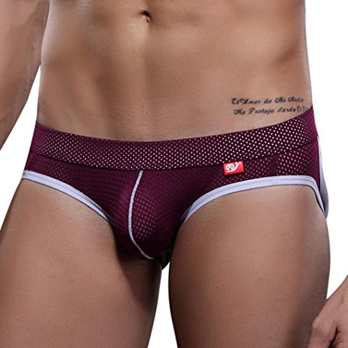Bóxer Para Hombre,YUYOUG Delgada pared modal mens ropa interior hueco calzoncillos sexy cintura baja estrecha (XL, Purple)