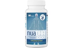 ‎NUA Nua Biological - NuaDHA 1000 in Kapseln, Nahrungsergänzungsmittel auf Basis von DHA (Docosahexaensäure) - Omega-3 aus Blauem Meeresfisch - 90 Kapseln in Triglycerid-Form (1000 mg DHA/Kapsel)
