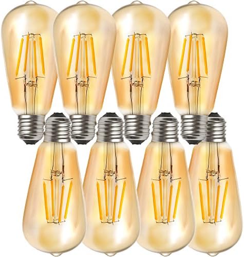 WULUN Vintage LED Light Bulb,Non Dimmable 4W ST64 Antique LED Bulb, Screw E27 LED Bulb 35W Incandescent Replacement, 2300K, 350LM, Warm White Antique Edison Bulb 220-240V,Pack of 8