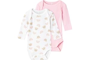 NAME IT Body z długim rękawem Niemowlęta - dziewczynki Nbfbody 2p Ls Orchidea Pink Teddy Noos