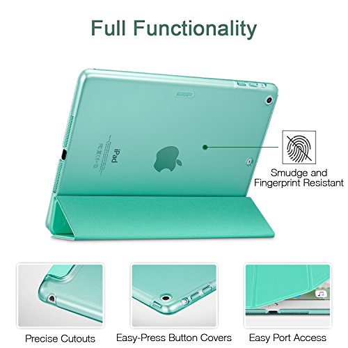 iPad Air Hülle, ESR® Yippee Series Auto aufwachen / Schlaf Funktion Wickelfalz Ledertasche mit Lichtdurchlässig Rückseite Abdeckung Leichtgewicht Schutzhülle für iPad Air / iPad 5 (MintGrün) - 6