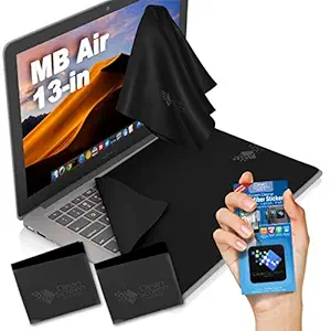 Clean Screen Wizard Microfiber Screen Keyboard Cleaner and Screen Keyboard Protector- 4 Pack (3 X-Large Cloths/Keyboard Covers & Microfiber Sticker for MacBook Air 13 Screen - Black