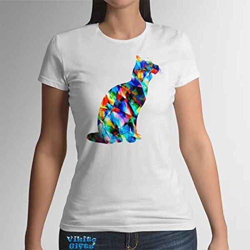 Cat Women's T-shirts Gift for Cat Mom 100% Cotton Art shirt